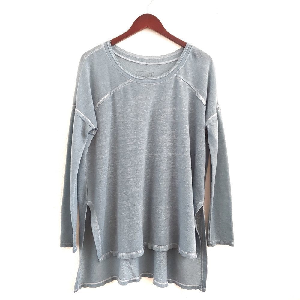 Free People Burn out Tunic Top Light Blue Small lightweight pullover